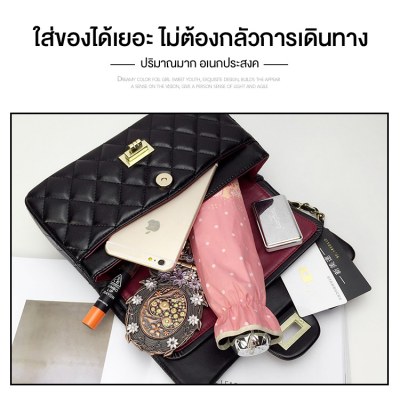 กระเป๋าสะพายไหล่ผู้หญิงแฟชั่นซิปรูปที่มีสี่เหลี่ยม (แถมกระเป๋าสตางค์แบบสุ่ม)
