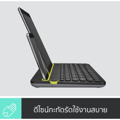 Logitech โลจิเทค K480 Multi-Device Bluetooth Keyboard คีย์บอร์ดไร้สายบลูทูธ เชื่อมต่อหลายอุปกรณ์ พร้อมที่วางโทรศัพท์และแทปเล็ต TH/ENG