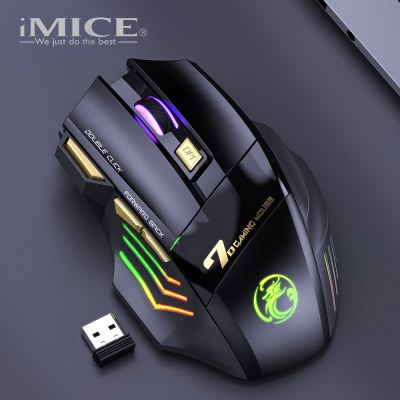 IMICE 7-key 2.4G เงียบแบบชาร์จไฟได้สีสันสดใสเมาส์สำหรับเล่นเกมไร้สาย