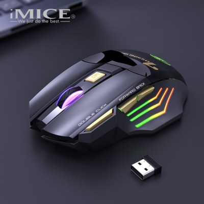 IMICE 7-key 2.4G เงียบแบบชาร์จไฟได้สีสันสดใสเมาส์สำหรับเล่นเกมไร้สาย