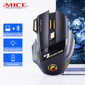 IMICE 7-key 2.4G เงียบแบบชาร์จไฟได้สีสันสดใสเมาส์สำหรับเล่นเกมไร้สาย