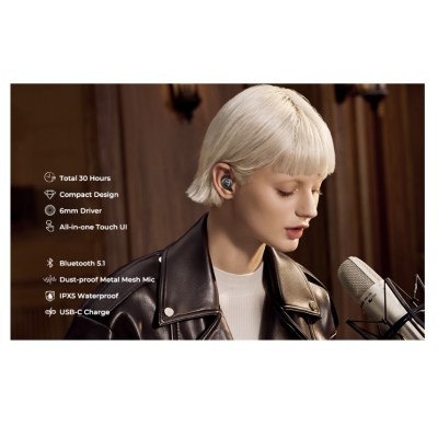 SoundPEATS Free2 Classic Black Bluetooth 5.1 หูฟังบลูทูธ ไร้สาย กันน้ำมาตรฐาน IPX5
