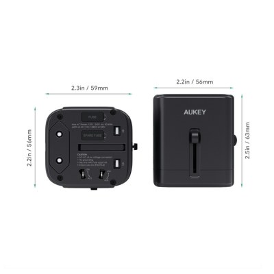 หัวแปลงปลั๊กไฟ Universal Travel Adapter มาพร้อม ช่อง USB-C และ USB-A