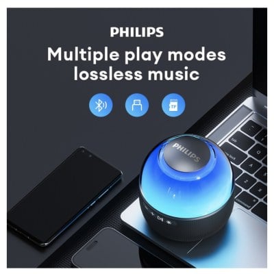 Philips ลําโพงบลูทูธ HIFI คุณภาพเสียง AI แบบพกพา