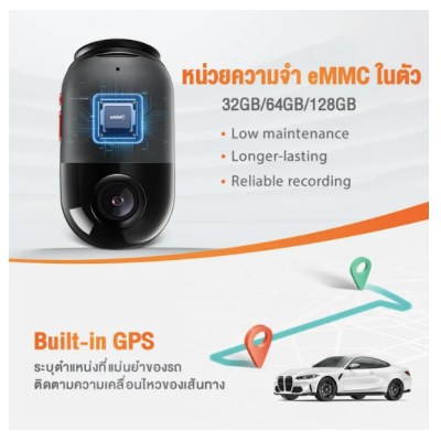 Cam X200 กล้องติดรถยนต์ ถ่ายภาพพาโนรามา 360 องศา ตรวจจับการเคลื่อนไหว AI Built-In GPS 1080P Full HD
