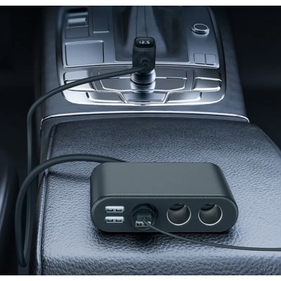 ที่ชาร์จรถยนต์ Car Charger 3in1 Dual USB ชาร์จแรงดันไฟ พอร์ตชาร์จ ในรถ ขนาด 12V-24V