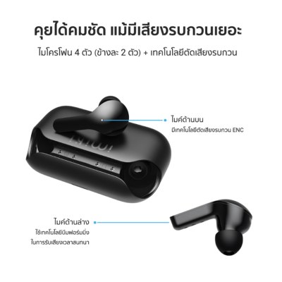 IMIKI T12 หูฟังไร้สาย Bluetooth 5.2 ไมโครโฟน 4 ตัว แบตอึดใช้นานสุด 50 ชั่วโมง