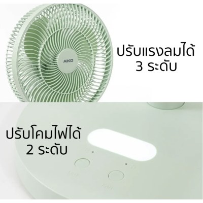 พัดลมแบบชาร์จ พร้อมฟังก์ชั่นโคมไฟ ขนาด 12 นิ้ว , ส่ายได้