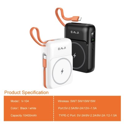 AJ เพาเวอร์เเบงค์ Wireless Charge 10400mAh