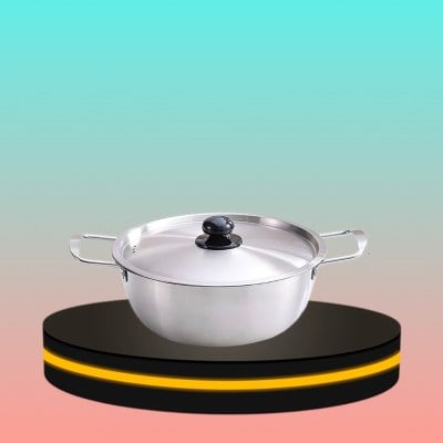 หม้อเกาหลี หม้อชาบู ขนาด 24 cm. สีเงิน