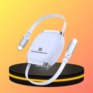 หัวชาร์จ ขนาด 100W พร้อมสายชาร์จในตัว สีฟ้า