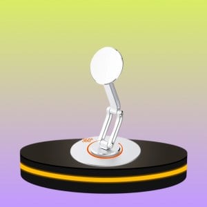 ที่วางโทรศัพท์มือถือ อลูมิเนียมอัลลอยด์ยืนปรับความสูงได้ ปรับหมุนได้  360° สีเงิน