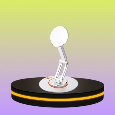 ที่วางโทรศัพท์มือถือ อลูมิเนียมอัลลอยด์ยืนปรับความสูงได้ ปรับหมุนได้  360° สีเงิน