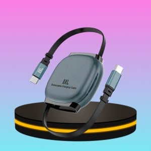 หัวชาร์จ ขนาด 100W พร้อมสายชาร์จในตัว สีดำ