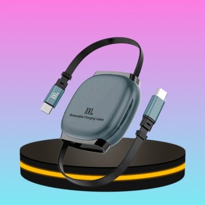 หัวชาร์จ ขนาด 100W พร้อมสายชาร์จในตัว สีดำ