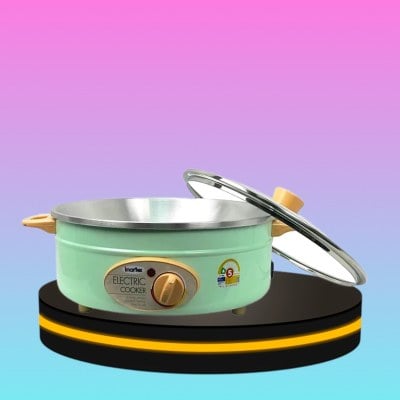 กระทะไฟฟ้าอลูมิเนียม ฝาแก้ว ขนาด 3 ลิตร สีเขียวพาสเทล