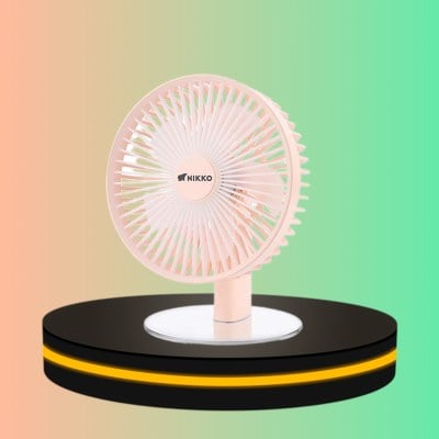 พัดลมตั้งโต๊ะพร้อมโคมไฟ ขนาด 6 นิ้ว สีชมพู