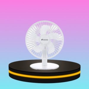 พัดลมตั้งโต๊ะพร้อมโคมไฟ ขนาด 6 นิ้ว สีขาว