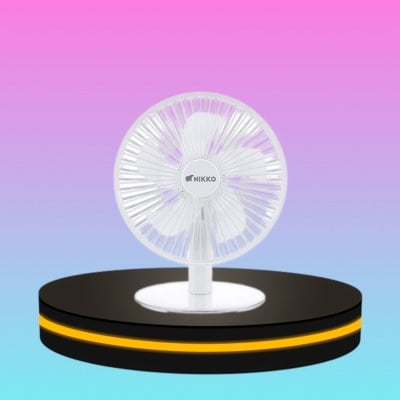 พัดลมตั้งโต๊ะพร้อมโคมไฟ ขนาด 6 นิ้ว สีขาว
