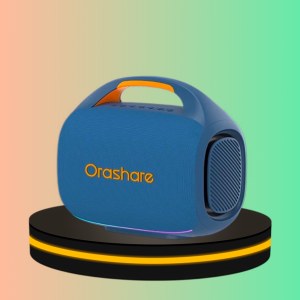 Orashare S08 MAX ลําโพงบลูทูธ เบสหนัก แบตเตอรี่ 4000mAh พร้อมไฟ RGB กันน้ำระดับ IPX6 สีฟ้า