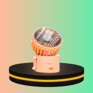พัดลมพกพา ตั้งได้ สีชมพู