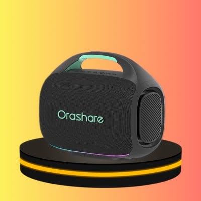 Orashare S08 MAX ลําโพงบลูทูธ เบสหนัก แบตเตอรี่ 4000mAh พร้อมไฟ RGB กันน้ำระดับ IPX6 สีเทา