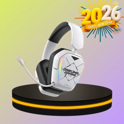 Onikuma หูฟังเกมมิ่ง แบบครอบหู GT883 Bluetooth 5.3 สีขาว