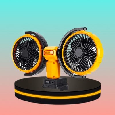 พัดลมไร้สายแบบ 2 หัว หมุนได้ 360 องศา ลมแรง