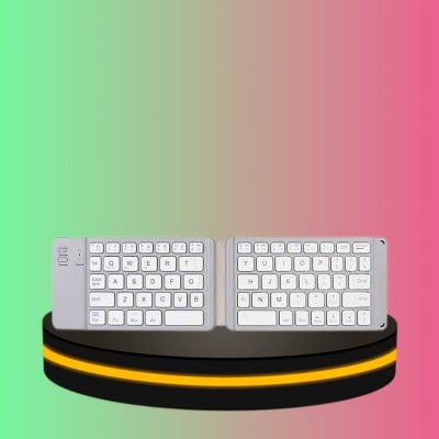 คีย์บอร์ดบลูทูธ พับได้ แบบพกพา สาหรับ iPad , Tablet , Phone สีขาว