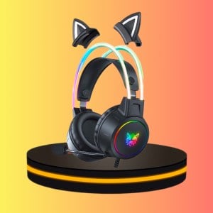 ชุดหูฟังเกมมิ่ง RGB พร้อมไมโครโฟน Black Cat Pro