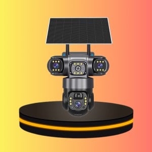 กล้องวงจรปิด พลังงานแสงอาทิตย์ 3 เลนส์ WiFi