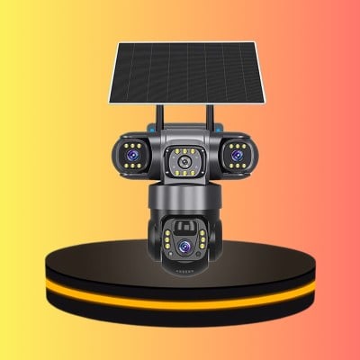 กล้องวงจรปิด พลังงานแสงอาทิตย์ 3 เลนส์ WiFi