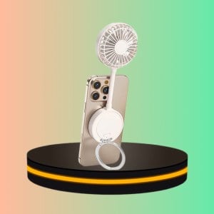 UKIKI พัดลมพกพา 3 Speed แบต 900 mAh ติดหลังโทรศัพท์ Magnetic หมุนได้ 360° สีขาว
