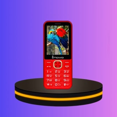 Inovo โทรศัพท์ปุ่มกด จอกว้าง 2.9 นิ้ว ปุ่มใหญ่ กดง่าย สีแดง