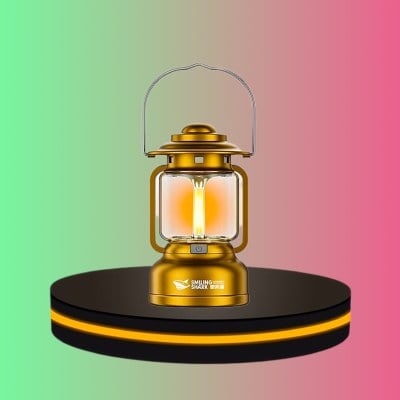 Smiling ตะเกียง โคมไฟ แคมป์ปิ้ง สีทอง