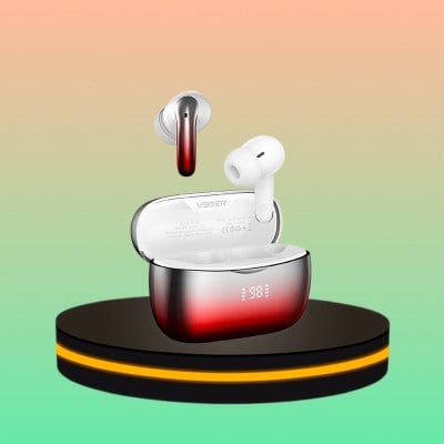 หูฟังบลูทูธ VEGER VE-08T V5.3 IPX4 จอแสดงผล LED ตัดเสียงรบกวน ระบบควบคุมแบบสัมผัส สีแดง