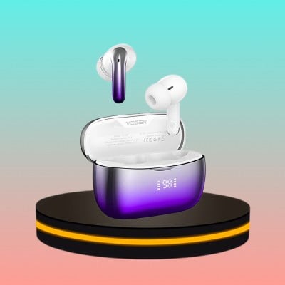 หูฟังบลูทูธ VEGER VE-08T V5.3 IPX4 จอแสดงผล LED ตัดเสียงรบกวน ระบบควบคุมแบบสัมผัส สีม่วง