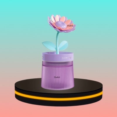 เครื่องทำความชื้น ทรงดอกไม้ สีม่วง