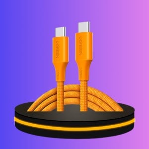 สายชาร์จเร็ว USB-C ไนลอนแบบถัก สีส้ม