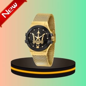 [ ใหม่ ] นาฬิกาข้อมือ Maserati Potenza 40mm Black Dial With Luminous Dial Hands สีทองหรูหรา