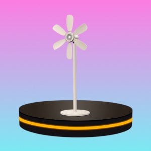 Yotex พัดลมตั้งพื้น ทำความสะอาดง่าย 6 ใบพัด สีครีม