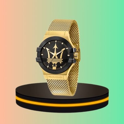 นาฬิกาข้อมือ Maserati Potenza 40mm Black Dial With Luminous Dial Hands สีทองหรูหรา