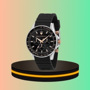 Maserati Sfida นาฬิกาข้อมือ Black Silicon Chronograph Men's Quartz