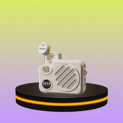 Zwide E20 Portable Wireless Voice Amplifier Mini พร้อมไมโครโฟนไร้สาย , Bluetooth 6.0 , แบตเตอร์รี่ 5000mAh (สีเบจ)