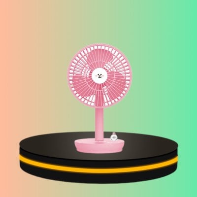 MYHOME พัดลมตั้งโต๊ะขนาดเล็ก (สีชมพู Line)