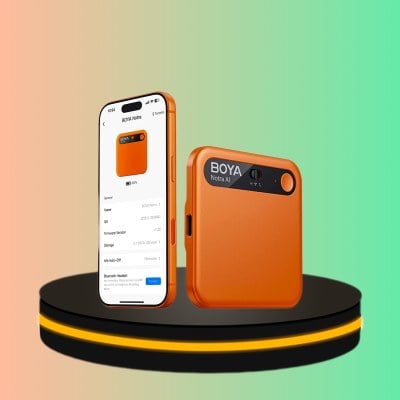 BOYA Notra Ai Voice Recorder เครื่องบันทึกเสียง 64GB Mini พร้อมการบันทึกการโทรและ Ai Trancription (สีส้ม)